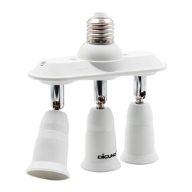 DiCUNO Light Socket Splitter 3 Way Adapter, 3 in 1 E26 Socket Converter, Bulb Lamp Horizontal Designed 360 Degrees Adjustable 180 Degrees Bending White