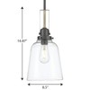 Rushton Collection 1-Light Graphite Clear Glass Industrial Hanging Pendant Light