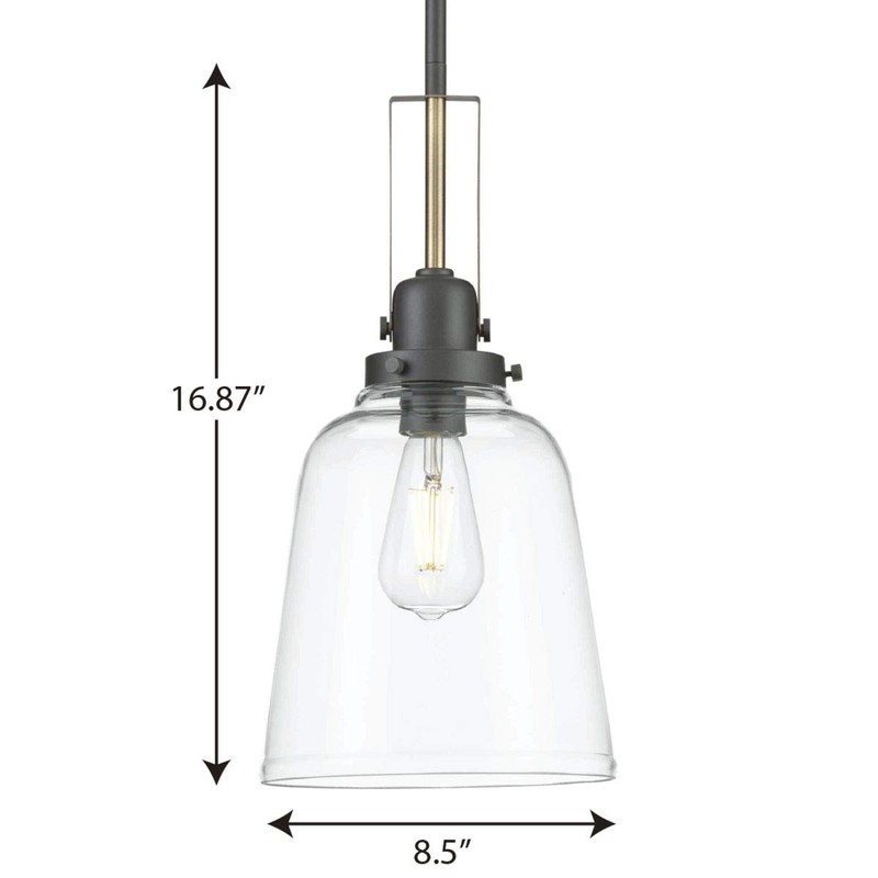 Rushton Collection 1-Light Graphite Clear Glass Industrial Hanging Pendant Light