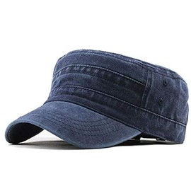 Classic Premium Army Cap Military Style Army Hat Men Low Profile Summer 100% Cotton Adjustable Hat Army Plain Flat Cadet Baseball Cap Retro Painter Unisex, darkblue