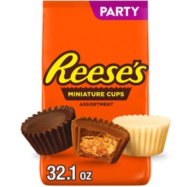 REESE'S Miniatures Assorted Flavored Peanut Butter Cups, Candy Party Pack, 32.1 oz