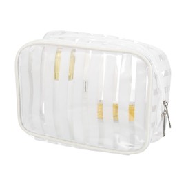 PATIKIL Clear Makeup Cosmetic Bag, 8"x5.7"x2.5" Transparent PVC Travel Toiletry Bag Waterproof Vinyl Organizer Makeup Pouch with Zipper for Women Men Airport Airline, White