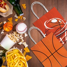 Lesnala 16Pcs Basketball party favor bags with handles Goodie handbag Basketball candy bags for Giving Out Birthday Present and Sports Game Party Theme Small Gifts 2 Types