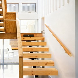 8 FT Handrails for indoor&outdoor stairs,deck,slope,Modern Aluminum Handrail Set, Wall-Mounted with Zinc-Alloy Brackets，Crafted from aluminum alloy (not solid wood) rust-free (Cherry Wood Grain, 8 FT)