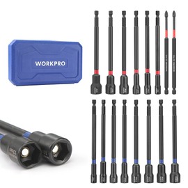 WORKPRO 16PC Magnetic Nut Driver Set Bit 1/4"Hex 6" Long Nut Driver Metric & SAE