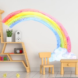 astylishome Kids Wall Stickers Rainbows Peel and Stick Wallpaper Decal Rainbow Cloud Large Walls Decor for Girl Bedroom Baby Shower Nursery Kid Playroom 1109