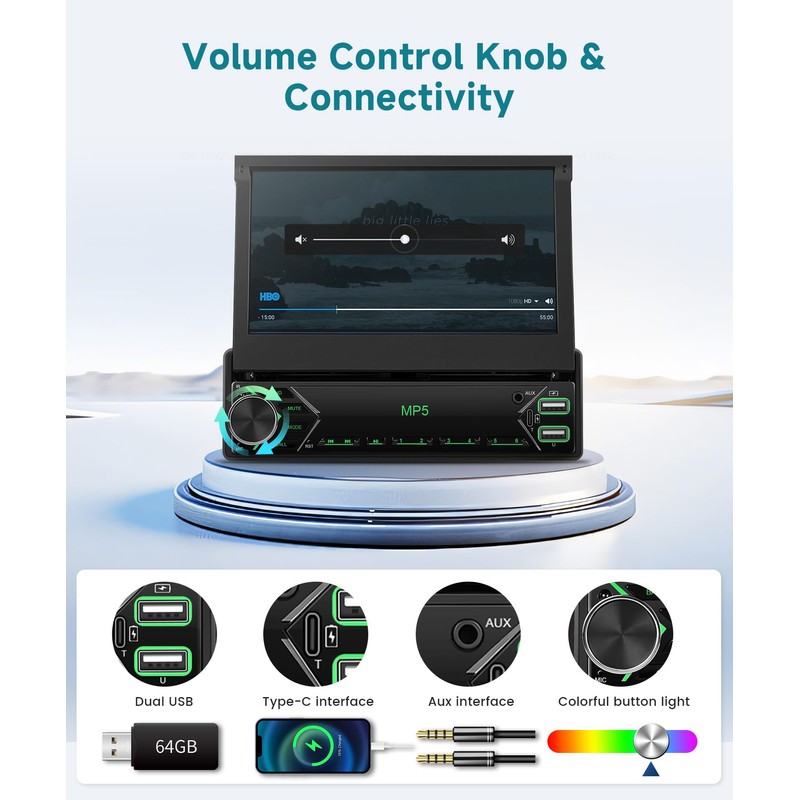 Single Din Car Stereo with Wireless Carplay Android Auto,Sellrich 7