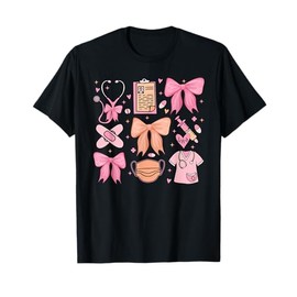 Cute Pink Coquette Bow Girly Nurse T-Shirt