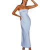 Realtix Satin Silk Backless Tube Tops Maxi Dress for Women