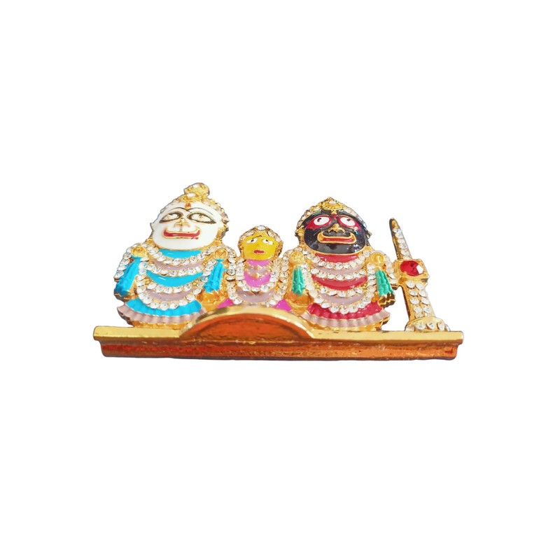 BEXCO Stone Studded Lord Jagannath, Balabhadra, Subhadra Idol with Sudarshan