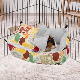 Wontee Guinea Pig Bed Warm Hammock Snuggle Bed for Young Guinea Pig Small Ferret Rat Sugar Glider Squirrel (Yellow)