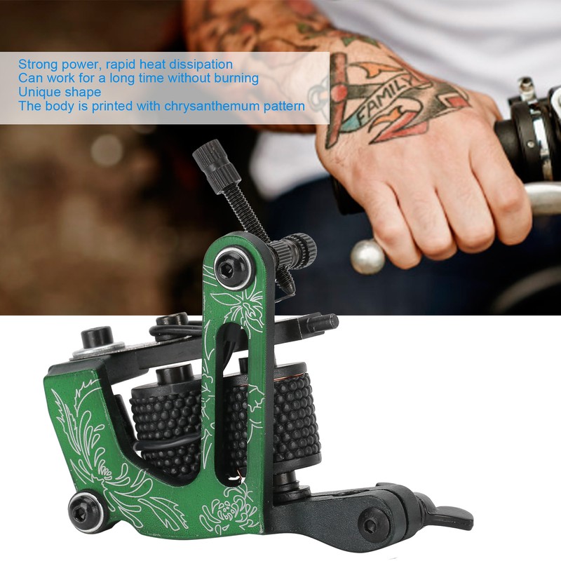 Coil Tattoo Machine Chrysanthemum Pattern Liner Shader Tattoo Gun for