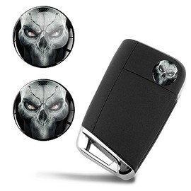 SkinoEu 2 x Diameter 14 mm Sticker Skull Key Emblem Skull Stickers for Remote Control Car Moto Logo Key Badge Tuning KS 160