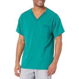 WonderWink Mens Knit Panel V-Neck Top Medical Scrubs Shirt, Hunter, Small US