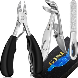Toenail Clippers for Thick Nails for Seniors - Professional Ergonomic Angled Head Nail Clippers with Catcher, Podiatrist Wide Jaw Sharp Blade Heavy Duty Toe Nail Clippers Gifts for Men & Women