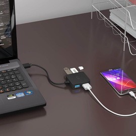 USB 3.0 Hub, iczi USB 3.0 auf USB 3.0 Hub, 4 Ports, männlich auf weiblich Schwarz