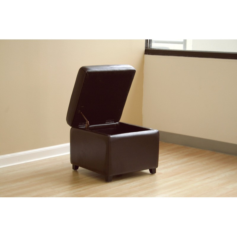 Wholesale Interiors Full Leather Ottoman, Dark Brown
