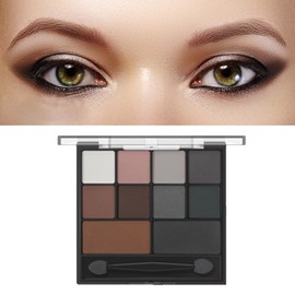 Fychuo Smokey Eyeshadow Palette Black Eyeshadow Grey Eye Shadow Pallets for Women Brown Eyeshadow Palette 10 Colours Matte Eyeshadow Waterproof Nude Eye Makeup with Brush
