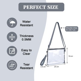 Transparent Shoulder Bag, PVC Transparent Bag, Women's Crossbody Shoulder Bag, Waterproof Sling Bag with Adjustable Strap for Concerts, Shopping, Travel, Sports Events, Black (black B)
