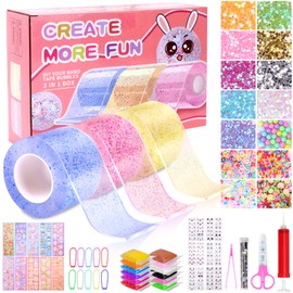 Meetory Nano Tape for Children, Tape Bubbles Set, Magic Nano Tape, Nano Tape Multipurpose, Nano Tape Set Suitable for Boys and Girls, with Sequin Stickers, DIY Craft Kit, Party Favours Gifts
