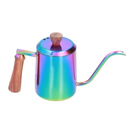 600ml Stainless Steel Manual Coffee Pot Long Narrow Spout Pour Over Kettle with Wooden HandleColorful