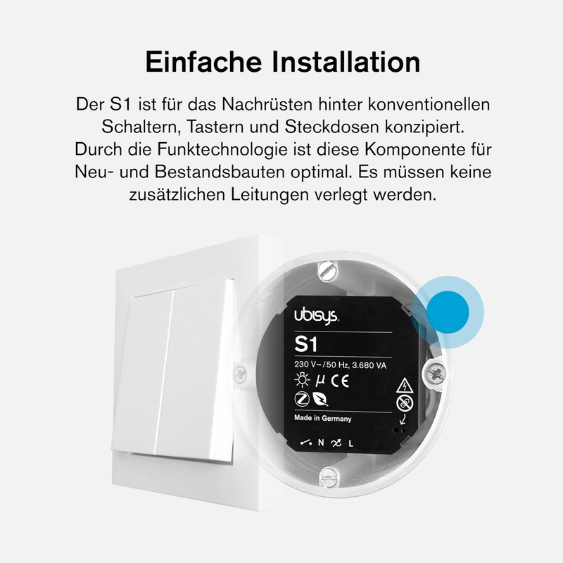 ubisys Zigbee Switch Actuator S1: Zigbee Wireless Switch for Retrofitting,