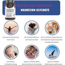 Natural Magnesium Glycinate 500mg - Premium Quality, High Bioavailability, 100 Vegan Capsules - Ideal Strength Supplement