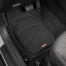 Motor Trend Motor Trend FlexTough Floor Mats for Cars, Deep Dish All-Weather Mats, Waterproof Trim-To Fit Automotive Floor Mats for Cars Trucks SUV, Universal Floor Liner Car Accessories, Black, Full Set