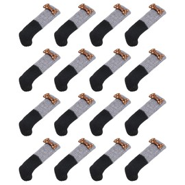QUARKZMAN Chair Leg Socks Protectors 32 Pieces - Knitted Furniture Socks Table Foot Protectors for Hardwood Floors (Grey Black)