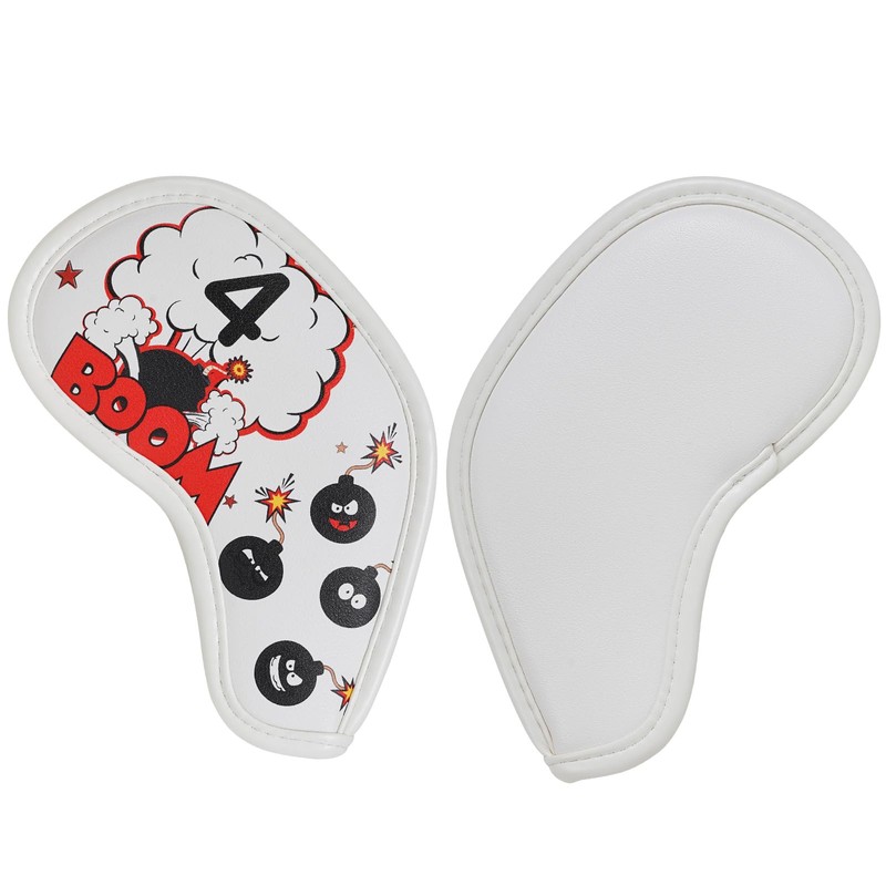 Craftsman Golf Red Bomb White Iron Head Cover Set Magnetic
