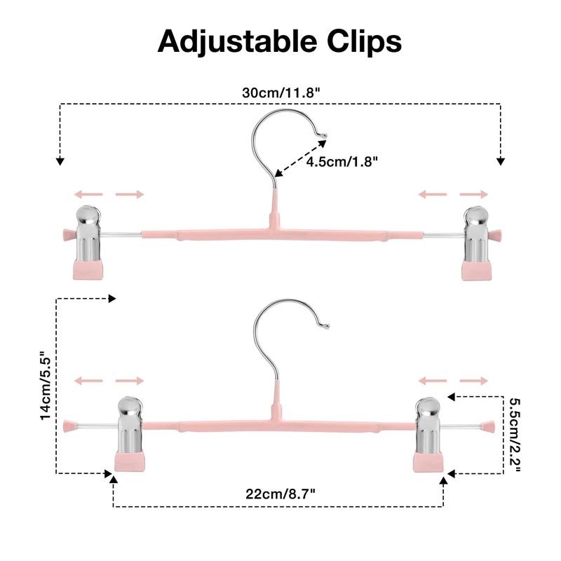 GUANJUNE Thin Trouser Hangers, Non-Slip Pant Hangers with Adjustable Clips,