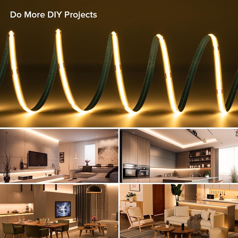 FCOB COB LED Strip Flexible High Density Warm White 2700K