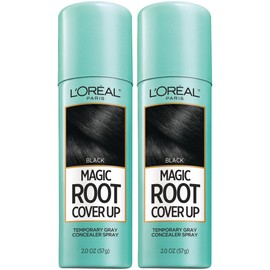 L'Oral Paris L'Oreal Paris Root Cover Up Temporary Gray Concealer Spray, Hair Color Spray with Filling & Thickening Coverage, Black, Pack of 2, Packaging May Vary