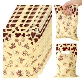 50pcs Cowboy Gift Bags, Plastic Cowboy Goodie Bags Treat Snack Candy Bags Western Theme Cowboy Party Favor Bags for Kids Teens Cowboy Theme Party Supplies