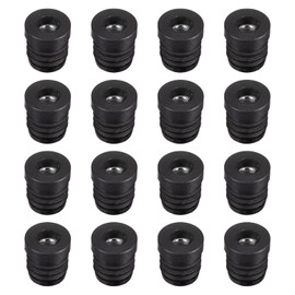 uxcell 24Pcs Inserts for Round Tubes with M6 Thread, for 19mm/0.75" OD Round Tube, Round Black Plastic Plug Caster Insert Chair End Caps Furniture Leg Plug