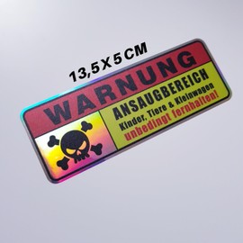 Folien-Zentrum - Warning Intake Area 13.5 x 5 cm - High-Quality Sticker Car Tuning - OEM JDM Car Sticker - Funny Sticker Car - Stickerbomb - Car Sticker - Made in Germany (1)
