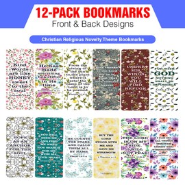 NewEights Christian Religious Novelty Theme Bookmarks (2-Sets X 6 Cards) – Daily Motivational Card Set – Collection Set Book Page Clippers – Ideal for Church Events