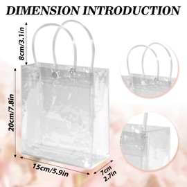MAQIHAN 10 PCS Clear Bags for Gift - PVC Goodie Bag with Handles Reusable Transparent Plastic Shopping Totes for Christmas Easter Valentine Wedding and Birthday(Medium Size 5.9 x 7.8 Inch)