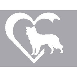 Heart with Dog, Border Collie, Dog, Pet, Canine, Best Friend, Puppy Love, White Vinyl Decal, Sticker, Label for Car, Window, Computer, Wall, White, Etc.