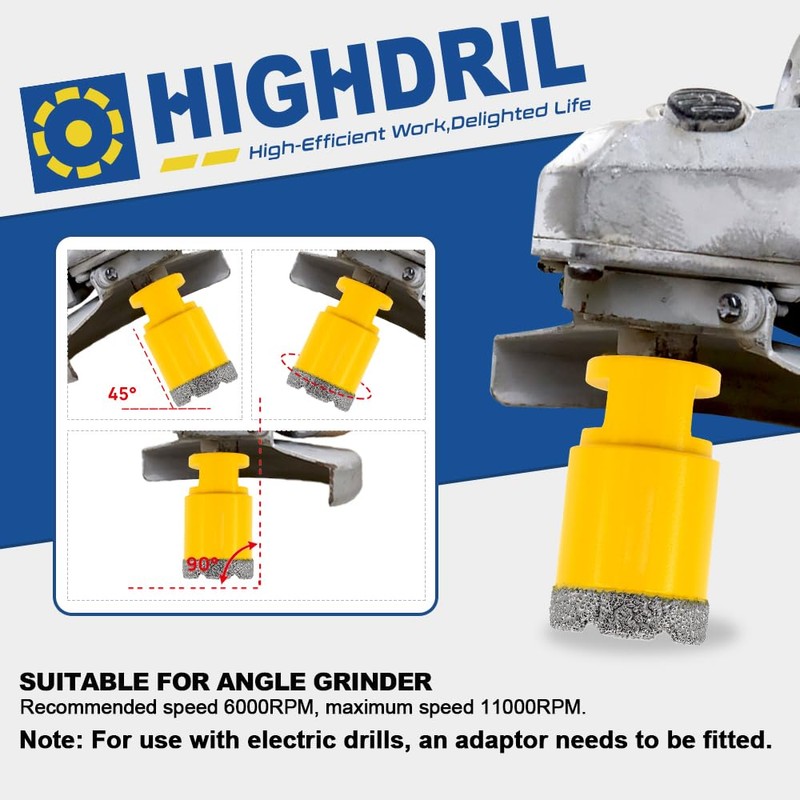HIGHDRIL Diamond Core Drill Bits Set for Porcelain Tile Granite
