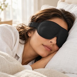 3D Contoured Sleep Mask – Light-Blocking Eye Mask for Sleeping with Adjustable Strap for Home, Travel & Naps