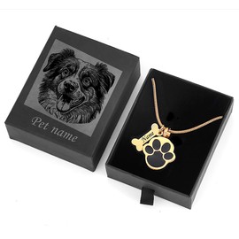 Customizable Pet Urn Necklace, Dog Ashes Necklace, Cremation Pet Memorial Pendant, Pet Memorial Necklace with Paw Print Pendant,Pet Lost Gift
