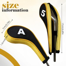 12 pieces Golf Head Covers, 3-9, Pw, Aw, Sw, Lw, Lw, Waterproof Zippered Golf Club Head Cover Protective Cover, Wedge Head Cover with Number Label Golf Accessory for Men Women (yellow)