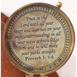 Mariyam Art Handicraft Trust in The Lord with All Your Heart Engraved Compass, Proverbs 3: 5-16 Engraved Gifts, Confirmation Gift Ideas, Religious Gifts, Missionary Gifts
