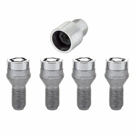 McGard Wheel Lock Bolt Set For Fiat 500 2012-2019 | Cone Seat | M12 x 1.25 | 17mm Hex | 22.0mm Shank Length | 4-Pack | Chrome