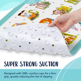 NiBaby Non-Slip Baby Bathtub Mat with Powerful Suction Cups, 40x16 Large Size Quick Drain for Children & Elderly Safety in Showers and Tubs, Machine Washable Durable PVC Comfortable & Safe (Alphabet)
