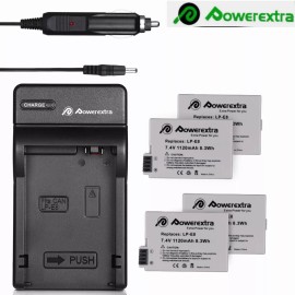 Powerextra LP-E8 Battery / Charger Kits for Canon LP-E8 EOS Rebel T2i T3i T4i T5i Camera - 3 x Battery