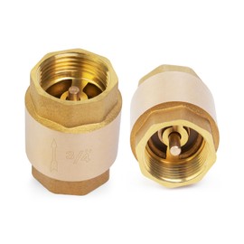 ChillWaves Brass In-Line Spring Check Valve DN20 3/4" Female Thread, One-Way Non-return Vertical Check Valve，Prevent Water Back-flow(2-PACK)