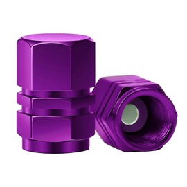 SAVITA 8 Packs Aluminum Tire Valve Stem Caps with Gasket Universal Hexagon Valve Covers Replacement for Cars, SUV, Bike, Motorcycles | Heavy-Duty, Airproof Seal | Screw-On, Easy-Grip (Purple)