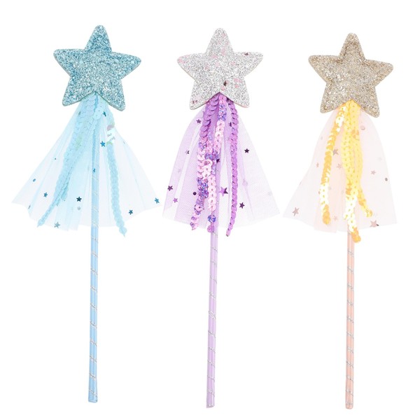 Kisangel 3pcs Sequin Fairy Wands for Girl Birthday Party Favors
